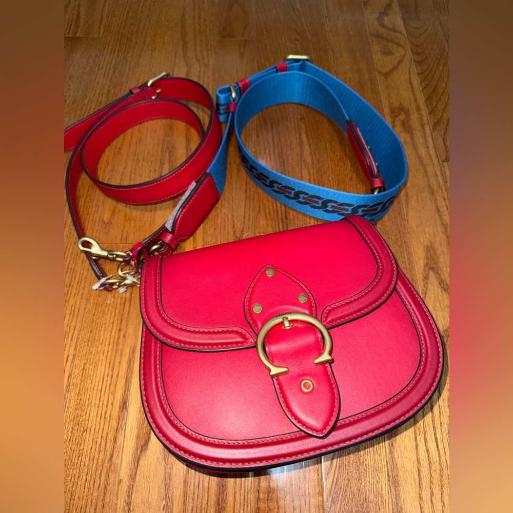 Coach Candy Apple Glovetanned Leather Beat Saddle Bag